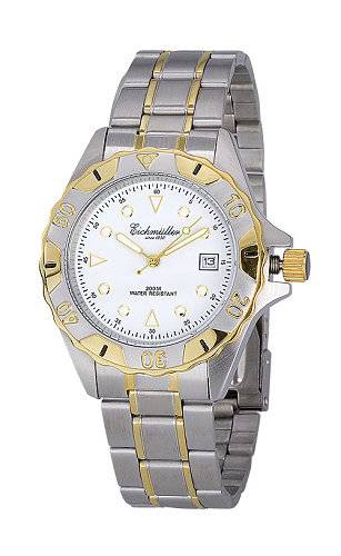 1a Angebot: sportliche Herrenuhr Edelstahl bicolor Ziffernblatt wei� von Eichm�ller (*EM*HU*) - Produktbild 