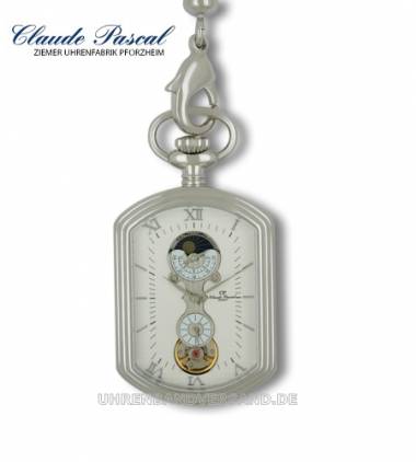 Mechanische Lepine-Taschenuhr silberfarben (Hitec-IPS) Tonneau-Form von Claude Pascal (*CL*TU*) - Bild vergr��ern 