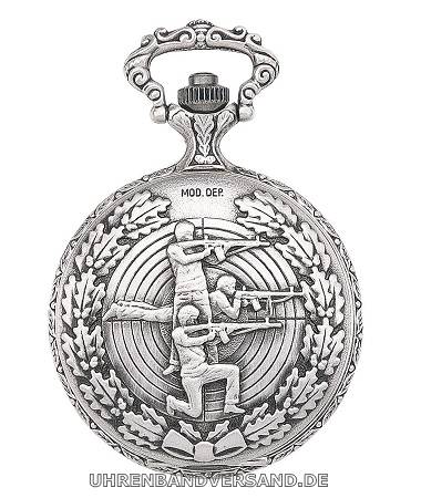 Savonette-Taschenuhr Edelstahl Antik-Look \-Sportsch�tzen\- Ziffernblatt wei� von Eichm�ller (*EM*TU*) - Produktbild 
