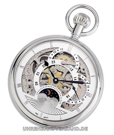 Mechanische Taschenuhr Edelstahl Ziffernbl. wei�/skelettiert Tag-und Nachtanz. Eichm�ller (*EM*TU*) - Produktbild 
