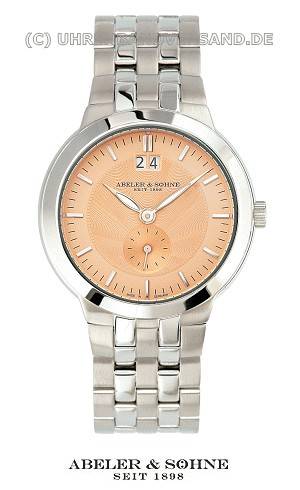 1a Angebot: Herrenuhr elegant Edelstahl Ziffernblatt apricot von Abeler & S�hne (*AS*HU*) - Produktbild 