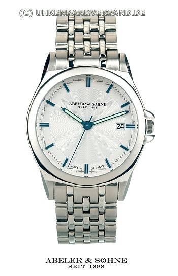 1a Angebot: Herrenuhr Edelstahl Ziffernblatt silbrig Edelstahlband von Abeler & S�hne (*AS*HU*) - Produktbild 