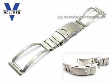 Uhrenarmband Edelstahl 16mm Halbspangenband geb�rstete Faltschlie�e mit Bandverl�ngerung von Vollmer - Bild vergr��ern 