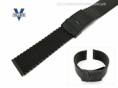 Metallarmband Edelstahl 22mm Milanaise schwarz mittelschweres Geflecht matt Faltschlie�e von Vollmer - Bild vergr��ern 