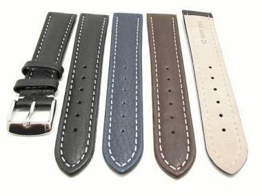 10er-Set Uhrenarmb�nder XL 18 - 24mm schwarz, dunkelbraun o. dunkelblau genarbt helle Naht - Bild vergr��ern 