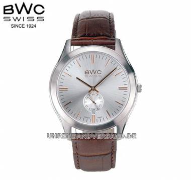 Herrenuhr elegant-modisch Edelstahl Ziffernblatt silberfarben von BWC Swiss (*BW*HU*) - Bild vergr��ern 