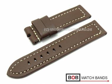Uhrenarmband 26mm dunkelbraun f�r Panerai Dornschlie�e glatte Oberfl�che helle Kontrastnaht von BOB - Bild vergr��ern 