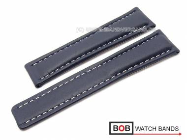 Uhrenarmband 22mm dunkelblau f�r Breitling Faltschlie�e helle Naht von BOB (Schlie�enansto� 20 mm) - Bild vergr��ern 