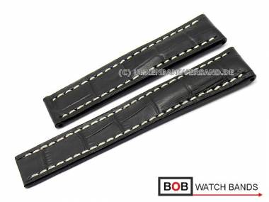Uhrenarmband 22mm schwarz Marino Gator f�r Breitling Faltschlie�e von BOB (Schlie�enansto� 20 mm) - Bild vergr��ern 
