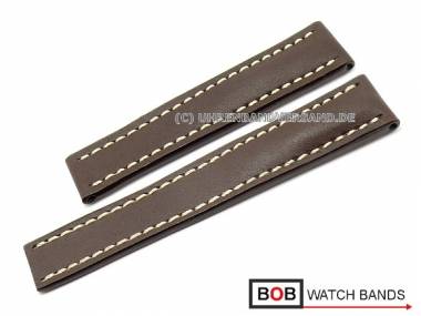 Uhrenarmband 22mm dunkelbraun Marino Sattelleder Breitling Faltschlie�e BOB (Schlie�enansto� 20 mm) - Bild vergr��ern 