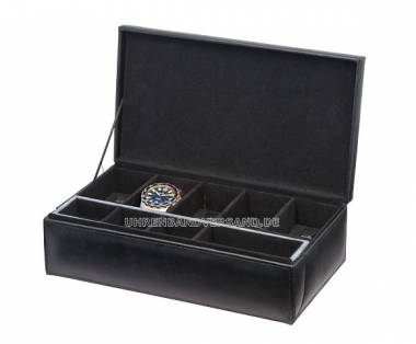 Uhrenkasten -Brandon- schwarz echt Leder f�r bis zu 5 Armbanduhren - Bild vergr��ern 