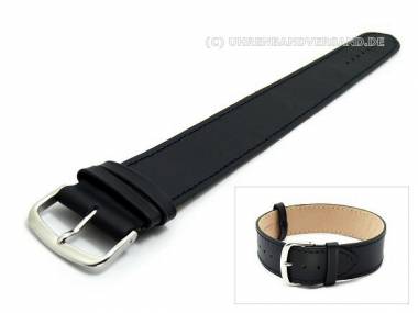 Uhrenarmband 20mm schwarz Sattelleder Durchzugsband abgen�ht glatt - Bild vergr��ern 