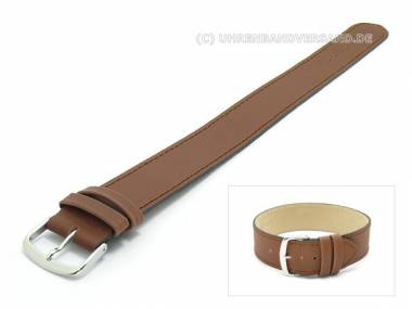Uhrenarmband 20mm mittelbraun Sattelleder Durchzugsband abgen�ht glatt - Bild vergr��ern 