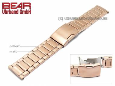 Edelstahl-Uhrenarmband 24mm ros�gold Massiv-Optik teilpoliert schlicht-elegant von BEAR - Bild vergr��ern 