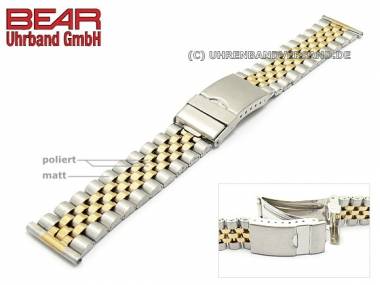 Edelstahl-Uhrband 20mm teilweise poliert bicolor Jubilee-Stil von BEAR - Bild vergr��ern 