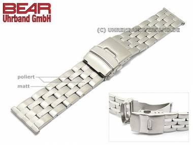 Edelstahl-Uhrband 24mm teilpoliert elegantes Design von BEAR - Bild vergr��ern 