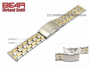 Edelstahl-Uhrband 20mm elegant bicolor teilweise poliert von BEAR - Bild vergr��ern 