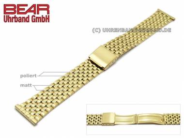 Edelstahl-Uhrband 20mm PVD goldfarben teilweise poliert von BEAR - Bild vergr��ern 
