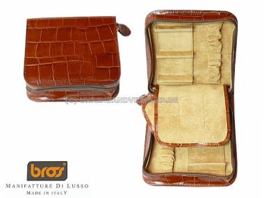 1a ANGEBOT DER WOCHE: Bros Uhrenetui Leder Alligator-Pr�gung rotbraun f�r bis zu 4 Armbanduhren - Bild vergr��ern 