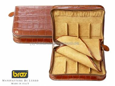 1a ANGEBOT DER WOCHE: Bros Uhrenetui Leder Alligatornarbung rotbraun f�r bis zu 8 Armbanduhren - Bild vergr��ern 