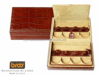 1a ANGEBOT DER WOCHE: Bros Uhrenbox Leder Alligatornarbung rotbraun f�r bis zu 8 Armbanduhren - Bild vergr��ern 