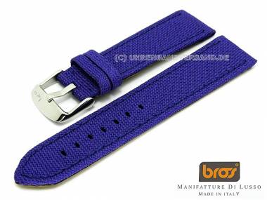 Uhrenarmband Bros -Canvas- 24mm royalblau Textil - Bild vergr��ern 