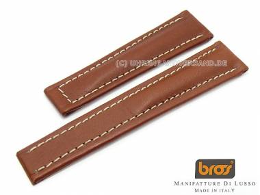 Uhrenarmband Bros 21mm -Toscano- braun glatt wei�e Naht f�r Breitling - Bild vergr��ern 