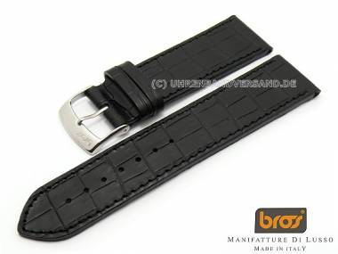 Uhrenarmband Bros -Florida- 24mm schwarz Alligator-Pr�gung - Bild vergr��ern 