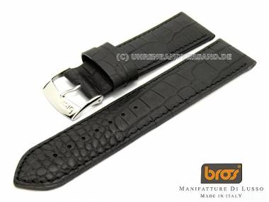 Uhrenarmband Bros -Alligatore Speciale- 24mm schwarz - Bild vergr��ern 