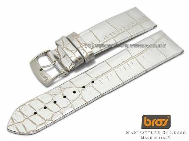 Uhrenarmband Bros -Alligatore Metallico- 24mm silber - Bild vergr��ern 