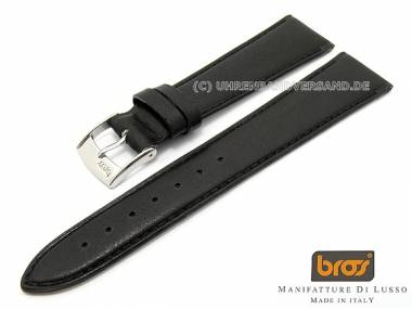 Uhrenarmband Bros -Volanato- 20mm schwarz B�ffel-Leder fein genarbt - Bild vergr��ern 