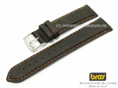 Uhrenarmband Bros -Jeans- 20mm dunkelbraun/kupfer - Bild vergr��ern 