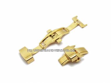 PREISTIPP: Butterfly-Faltschlie�e (HeBFS-02) 26mm Edelstahl goldfarben poliert mit Dr�ckern - Bild vergr��ern 