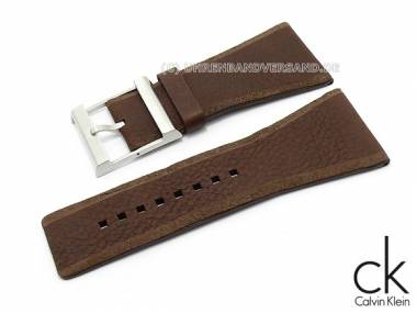 Uhrenarmband CALVIN KLEIN 38mm Leder dunkelbraun genarbt f�r K42121 - Bild vergr��ern 