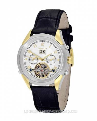 Automatik-Herrenuhr -Caserta- Edelstahl bicolor Ziffernblatt silber von Carucci (*CI*HU*) - Bild vergr��ern 