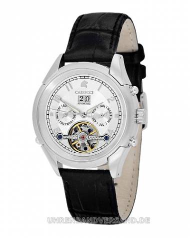 Automatik-Herrenuhr -Caserta- Edelstahl Ziffernblatt silber von Carucci (*CI*HU*) - Bild vergr��ern 