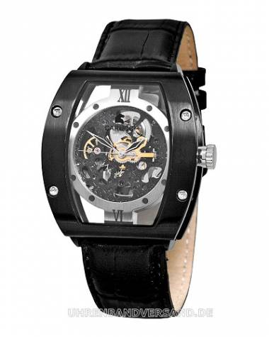 Automatik-Herrenuhr -Nardo- Edelstahl schwarz Ziffernblatt skelettiert von Carucci (*CI*HU*) - Bild vergr��ern 
