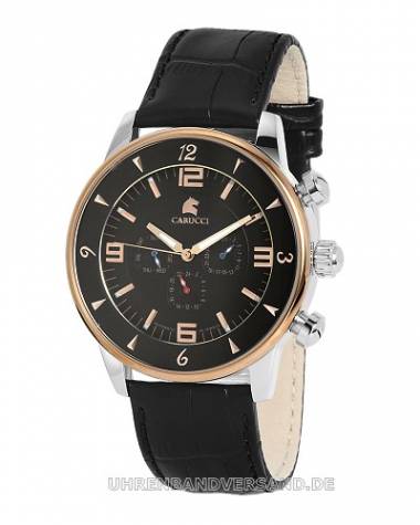 Automatik-Herrenuhr -Calcara- Edelstahl ros�gold Ziffernblatt schwarz von Carucci (*CI*HU*) - Bild vergr��ern 