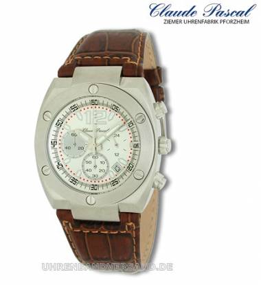1a ANGEBOT DER WOCHE: Chronograph Edelstahl Ziffernblatt silber von Claude Pascal (*CL*HU*) - Bild vergr��ern 