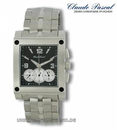 Herrenchronograph Edelstahl Ziffernblatt schwarz von Claude Pascal (*CL*HU*) - Bild vergr��ern 