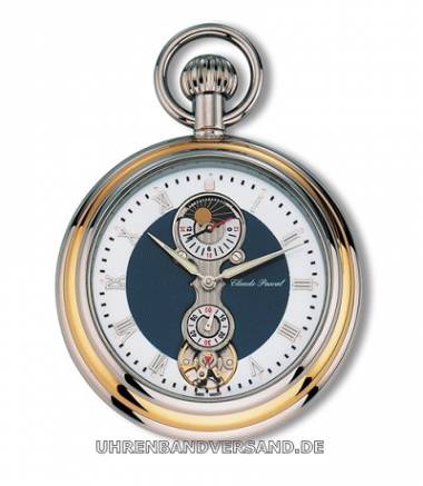 Mechanische Lepine-Taschenuhr Edelstahl bicolor ohne Sprungdeckel von Claude Pascal (*CL*TU*) - Bild vergr��ern 