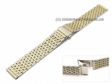 Uhrenarmband Edelstahl 18mm bicolor poliert Faltschlie�e mit Dr�ckern - Bild vergr��ern 