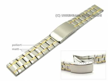Uhrenarmband Edelstahl 20mm bicolor teilweise poliert mit Faltschlie�e - Bild vergr��ern 