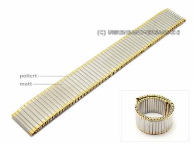Uhrenarmband Edelstahl 20mm bicolor Zugband teilweise poliert - Bild vergr��ern 