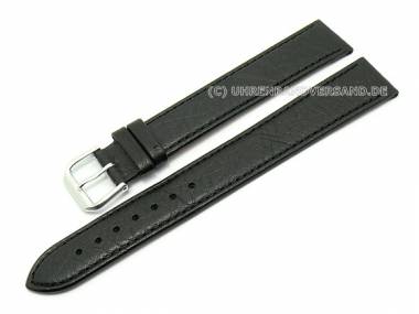 Uhrenarmband XL superlang 20mm schwarz Leder Kamelnarbung (Schlie�enansto� 18 mm) - Bild vergr��ern 