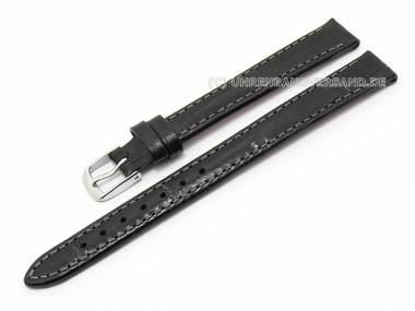 Uhrenarmband XL 12mm schwarz echtes Leder Alligator-Pr�gung (Schlie�enansto� 10 mm) - Bild vergr��ern 