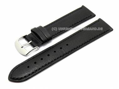 Uhrenarmband 18mm schwarz echtes Kamelleder flach fein genarbt (Schlie�enansto� 16 mm) - Bild vergr��ern 