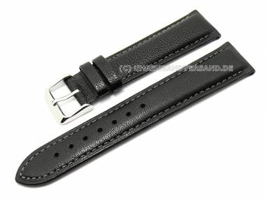 Uhrenarmband 22mm schwarz echtes Kamelleder elegantes Design fein genarbt (Schlie�enansto� 20 mm) - Bild vergr��ern 
