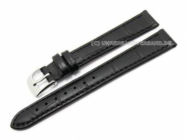 Uhrenarmband 14mm schwarz Alligatorpr�gung seidenmatt (Schlie�enansto� 12 mm) - Bild vergr��ern 