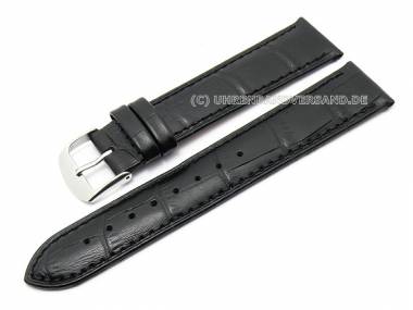 Uhrenarmband 18mm schwarz Alligatorpr�gung seidenmatt (Schlie�enansto� 16 mm) - Bild vergr��ern 